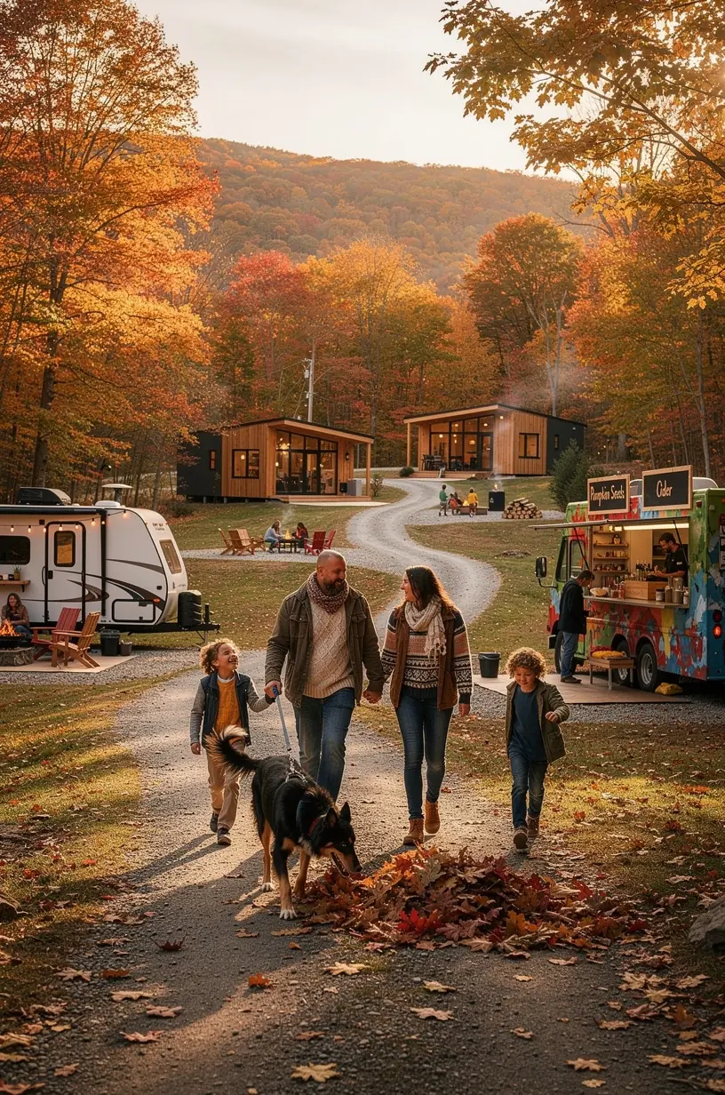 Автодом, подключённый к электросети на специально оборудованном месте для отдыха.